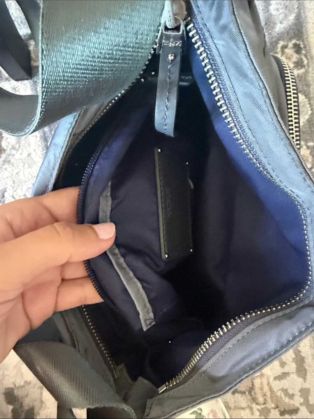 TUMI Gray Nylon Messenger Crossbody Bag
